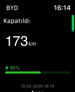 BYD Akıllı Saat - Araç Şarj Seviyesi ve KM Bilgisi